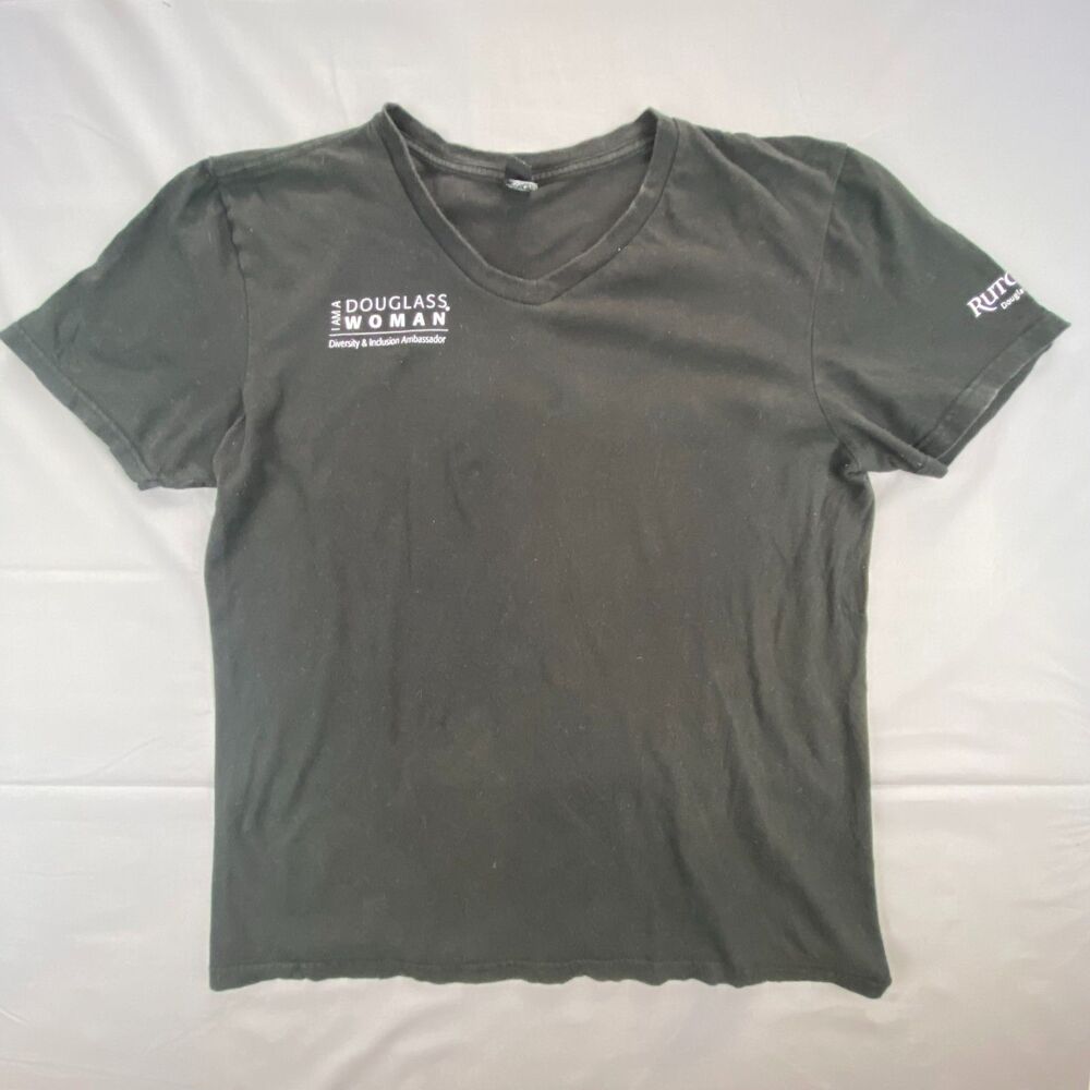 District Rutgers University Douglass Woman V-Neck Shirt Womens Medium Black Tee